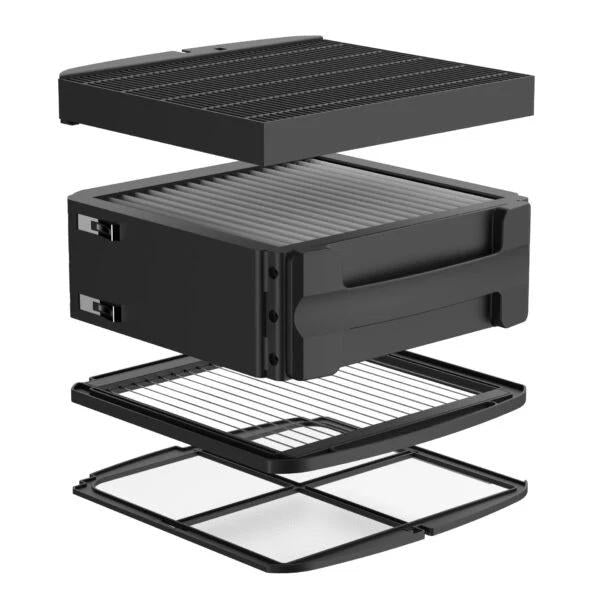 The Airdog filter components separated into their layers